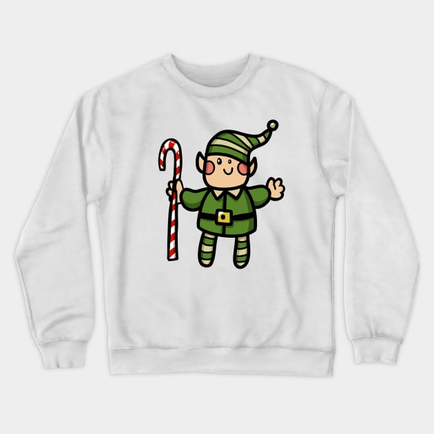 Elf Christmas helper with candy Crewneck Sweatshirt by sianelliot